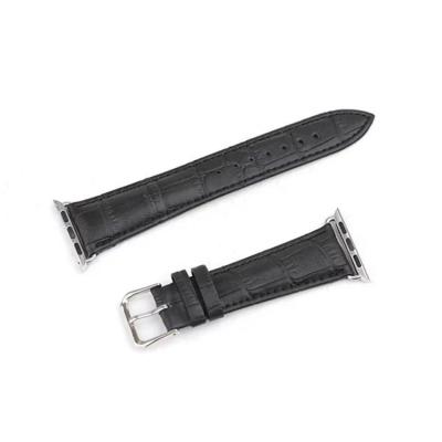 Exclusive Imports Cow Leather Watch Band Watchband for Apple Watch with Adapters 38mm Black