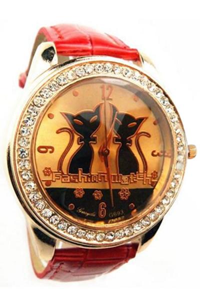 Exclusive Imports Leather Band Wrist Watch Red