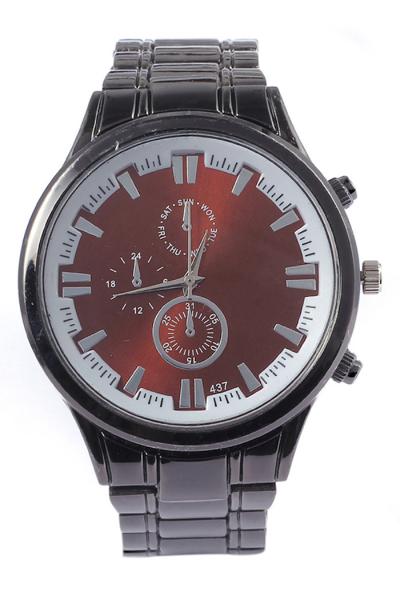 Exclusive Imports Men's 3 Sub-dials Black Alloy Band Watch