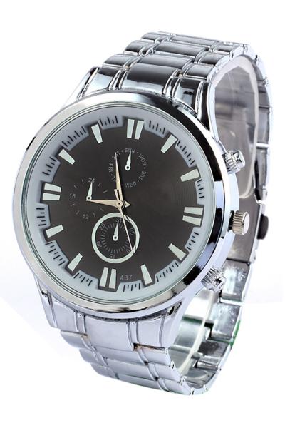Exclusive Imports Men's 3 Sub-dials Silver Alloy Band Watch