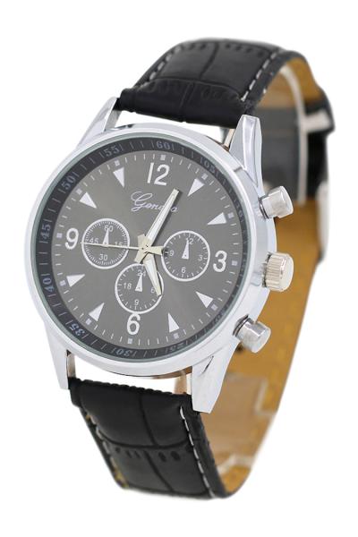 Exclusive Imports Men's Black Faux Leather Quartz Analog Wrist Watch Black