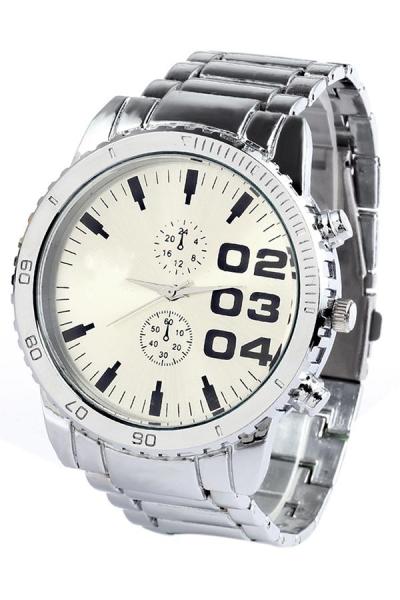 Exclusive Imports Men's Car Dashboard Silver Alloy Band White Watch
