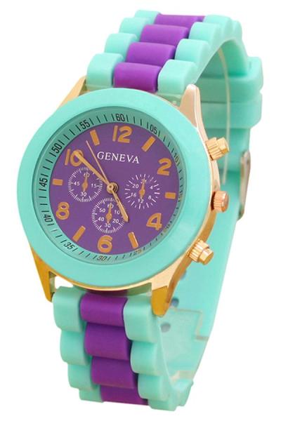 Exclusive Imports Mint Green Silicone Quartz Watch Purple