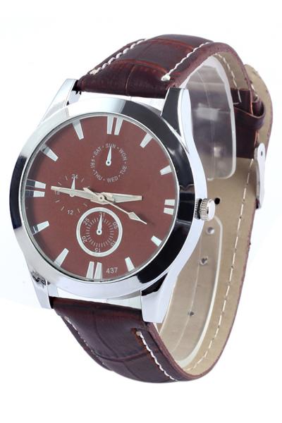 Exclusive Imports Sub-Dials Faux Leather Analog Quartz Wrist Watch Coffee