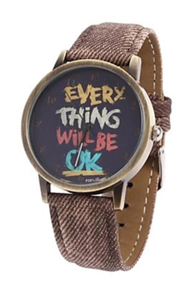 Exclusive Imports Unisex Every Thing Will Be Ok Denim Analog Quartz Watch Brown