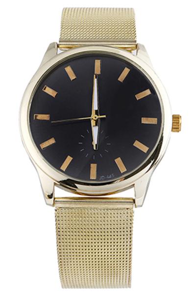 Exclusive Imports Unisex Golden Black Alloy Mesh Band Watch