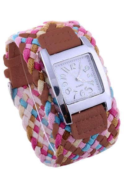 Exclusive Imports Women's Braided Plaited Brown Rope Wrap Strap Watch