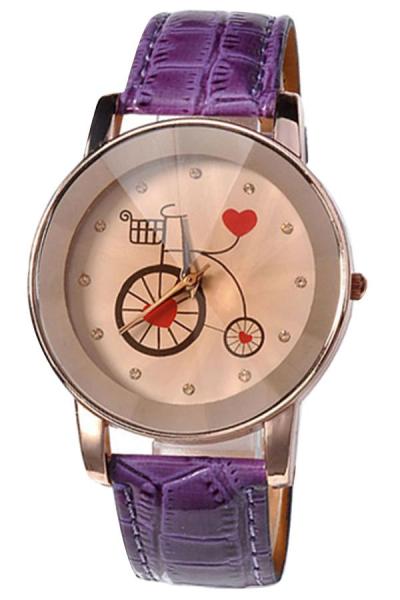 Exclusive Imports Women's Champagne Purple Leather Strap Watch