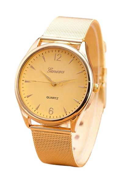 Exclusive Imports Women's Gold Tone Mesh Analog Quartz Wrist Watch Gold