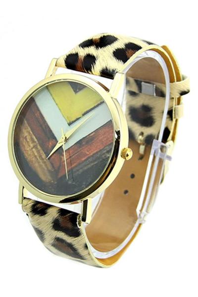 Exclusive Imports Women's Leopard Faux Leather Strap Watch