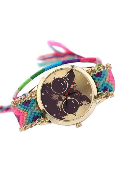 Exclusive Imports Women's Multi Colour Knitted Wrist Watch + Rope Bracelet