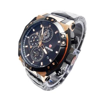 Expedition 6385 - Jam tangan Pria - Stainless stell - Hitam Rose Gold  