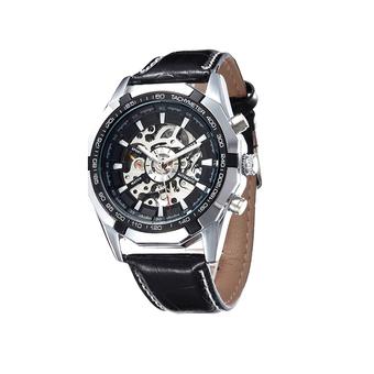 Fashion Automatic Mechanical Watch Leather Strap for Men Black - Intl  