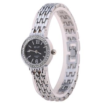 Fashion Stainless Steel Dial Analog Bracelet Quartz Watch Silver+Black (Intl)  