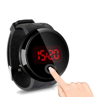 Fashion Waterproof Mens Watch LED Touch Screen Date Silicone Wrist Black Watch (Intl)  