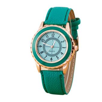 Fashion Womens Faux Leather Band Strap Analog Quartz Wrist Watch Green  