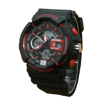 Fortuner Dual Time - Jam Tangan Pria - Rubber Strap - FR 3220 C Red  