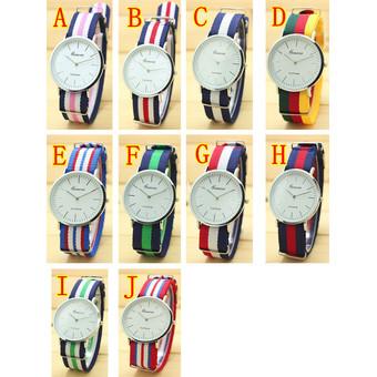 GETEK Women Men Geneva Fabric Nylon Canvas Band Military Dial Quartz Wrist Watch (Multicolor) (Intl)  