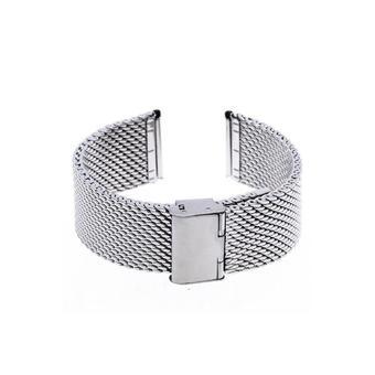 Generic 24mm Unisex Thick Mesh Steel Watch Band Strap Bracelet Fold Over Buckle Silver  