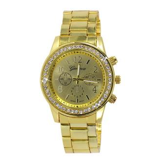 Geneva Bling Crystal Women Girl Unisex Stainless Steel Quartz Wrist Watch Gold  