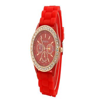 Geneva Woman's Red Silicone Strap Watch  
