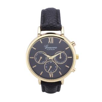 Geneva simple Fashionable belt Analog Quartz Wrist Watch (Black)  