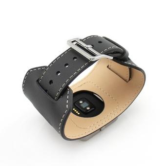 Genuine Leather Strap Cuff Bracelet Leather Watch Bands for Fitbit Blaze Activity Tracker SmartWatch in Dark Gray - Intl  