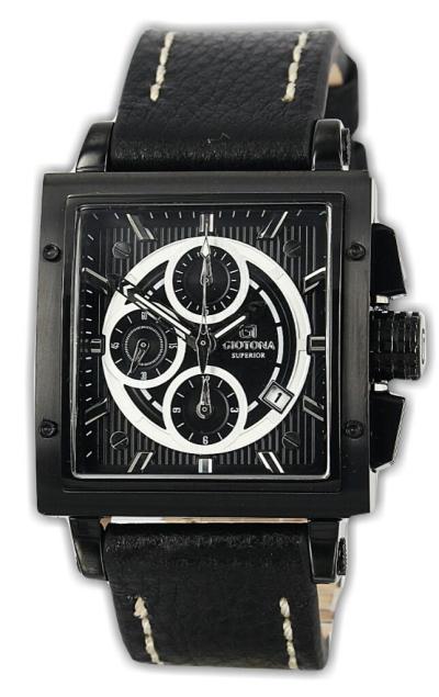Giotona 7313 jam tangan pria kulit 45mm -hitam