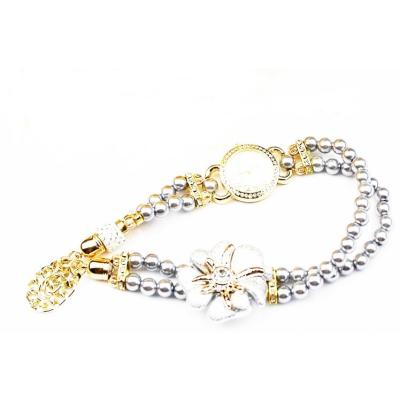 Girl Fashion Stylis Pearl Bracelet Quartz Watch - White