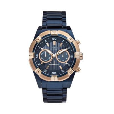 Guess W0377G4 Chronograph - Jam Tangan Pria - Stainless steel - Blue