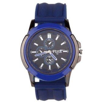 HKS Army Silicone Rubber Sports Quartz Wrist Watch (Blue) (Intl)  