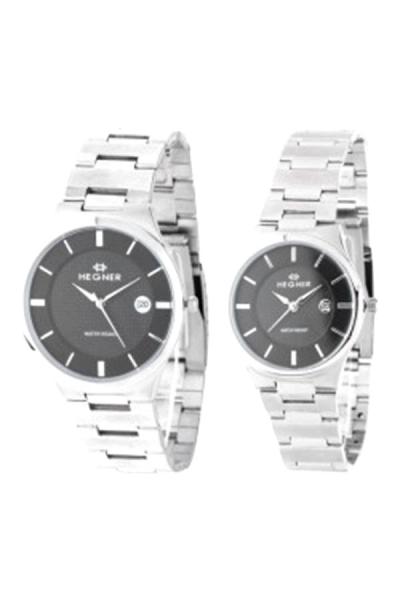 Hegner Couple Watch - 1209SSBL - Jam Tangan Pasangan - Strap Stainless Steel - Silver