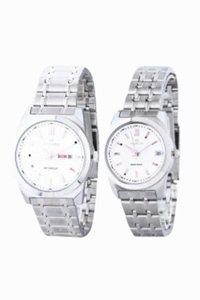 Hegner Couple Watch - 1263SSWH - Jam Tangan Pasangan - Strap Stainless Steel - Silver