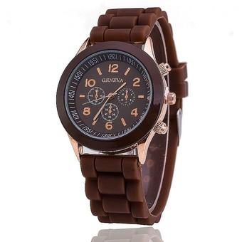 Hot Selling Silicone Geneva Watch Casual Quartz Women Wristwatch (Brown) (Intl)  
