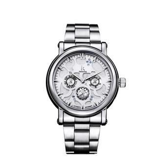 IK 98128 multifunction watch female form three six-pin automatic mechanical watches couple watches white face silver shell (Intl)  