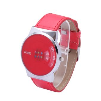 Indian Ethnic Style Pretty Leather Peacock Feather Geneva Watch For Women Wrist Watch Quartz Watches (Red)  