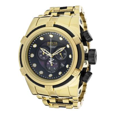 Invicta Bolt Men 53mm Case Gold, Black Stainless Steel Strap Black Dial Quartz Watch 12753 - Gold