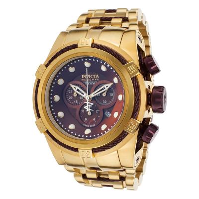 Invicta Bolt Men 53mm Case Gold, Brown Stainless Steel Strap Brown Dial Quartz Watch 12740 - Gold