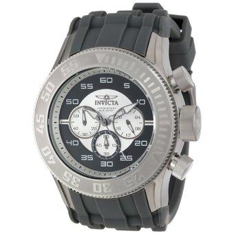 Invicta Men's Pro Diver Chronograph Silver Black Dial Silicone Watch (Grey) 14972  