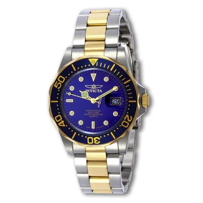 Invicta Pro Diver Men 40mm Case Steel, Gold Stainless Steel Strap Blue Dial Quartz Watch 9310 - Gold