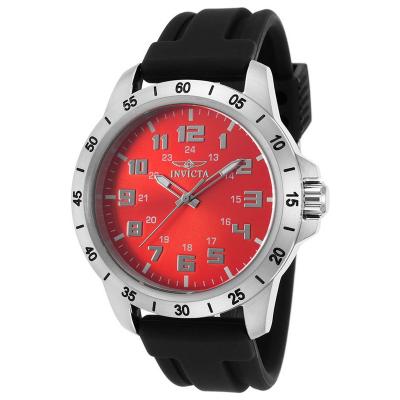 Invicta Pro Diver Men 45mm Case Black Polyurethane Strap Red Dial Quartz Watch 21838 - Hitam