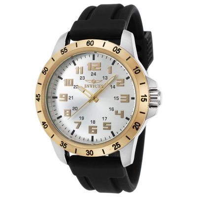 Invicta Pro Diver Men 45mm Case Black Polyurethane Strap Silver Dial Quartz Watch 21839 - Hitam