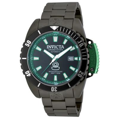 Invicta Pro Diver Men 46mm Case Gunmetal Stainless Steel Strap Black Dial Automatic Watch 19871 - Hitam