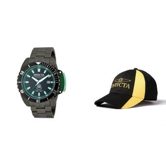 Invicta Pro Diver Men 46mm Case Gunmetal Stainless Steel Strap Black Dial Automatic Watch 19871 & Baseball Cap Hat - Intl  