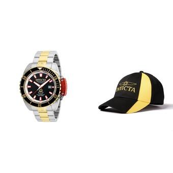 Invicta Pro Diver Men 46mm Case Steel, Gold Stainless Steel Strap Black Dial Automatic Watch 21380 & Baseball Cap Hat - Intl  