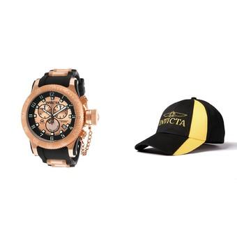 Invicta Russian Diver Men 52mm Case Rose Gold, Black Stainless Steel, Polyurethane Strap Rose Gold Dial Quartz Watch 15569 & Baseball Cap Hat - Intl  
