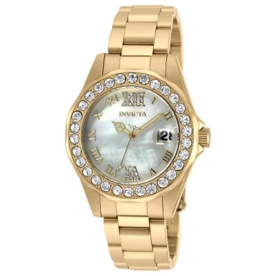 Invicta Sea Base Lady 38mm Case Gold Stainless Steel Strap White Dial Quartz Watch 20389 - Gold