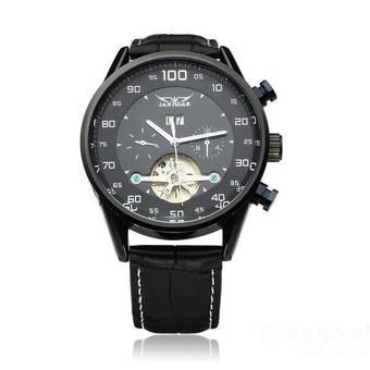 JARAGAR Automatic Mechanical Black Dial Flywheel Men Wrist Watch (Black)- Intl  