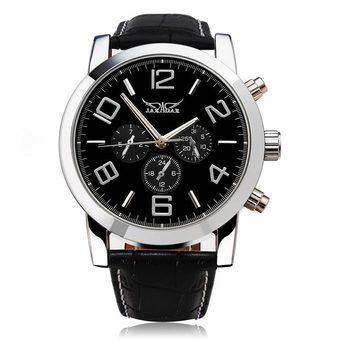 JARAGAR Men Automatic Mechanical Big Number Leather Wrist Watch - Intl  
