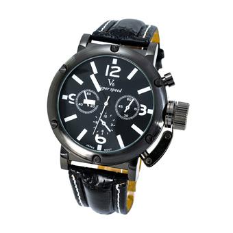 Jam Tangan Pria – Faux Leather Black Crocodile Strap – Men's Classic Watch – 626318 - Hitam  